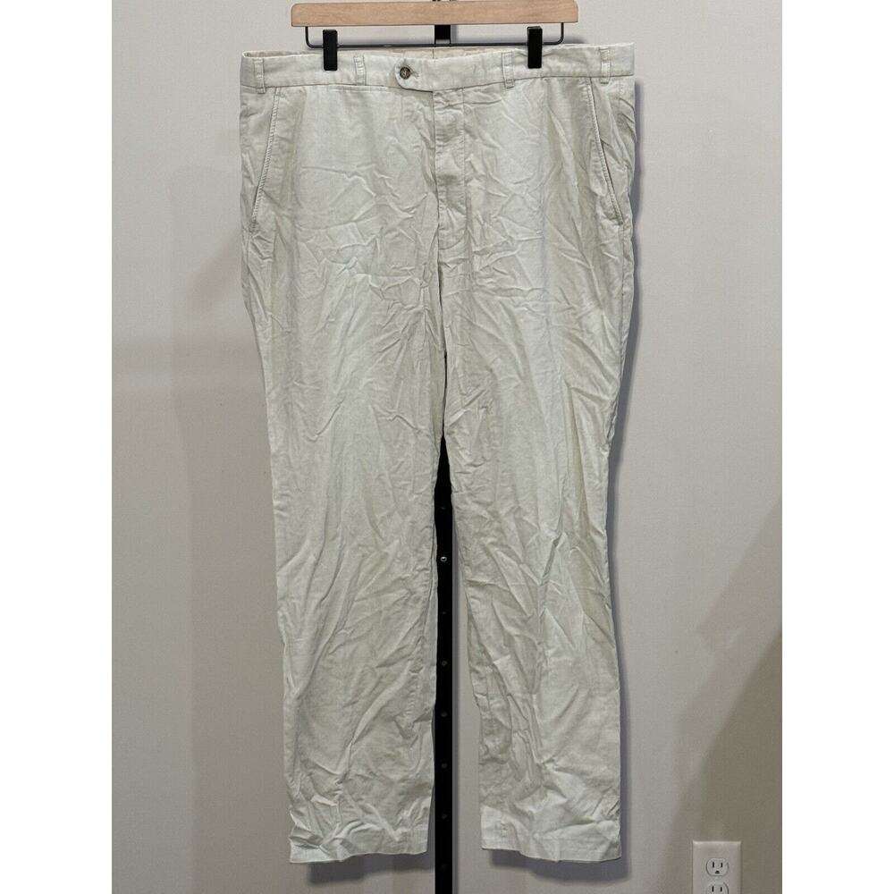 HILTL Pants Mens 35x28 Beige Stone Straight Fit Flat Front Trouser ZE200